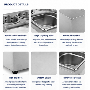 Commercial Buffet Station Countertop Stainless Steel Cutlery Holder and GN <b>Pan</b> Rack - Product Image 3