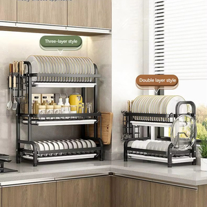 Suporte de Cozinha em Aço Inoxidável OKAY com <span class=keywords><strong>3</strong></span> Camadas à Prova d'Água para Secagem de Louças sobre a Pia para Armazenamento Eficiente - Product Image 5