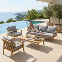 Ensemble de canapés d'extérieur 4 pièces en aluminium avec coussins sandwich de 10 cm, ensemble de conversation pour patio, assise en mousse 22D et coton plat pour jardin