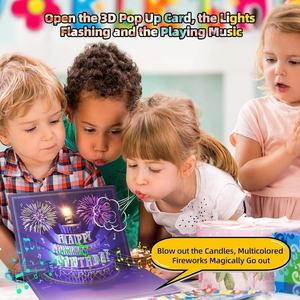 Cartes d'<span class=keywords><strong>anniversaire</strong></span> avec feux d'artifice, lumières, <span class=keywords><strong>musique</strong></span> et son, gâteau 3D pop-up, cartes d'<span class=keywords><strong>anniversaire</strong></span> avec effets sonores, cadeau - Product Image 3
