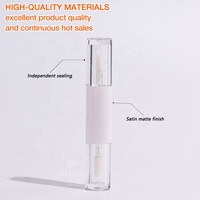 Tube de brillant à lèvres vide à double embout, transparent, rond, rechargeable, en plastique, pour emballage cosmétique