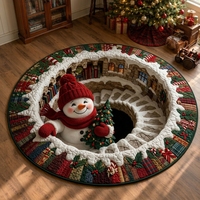 Tapis de sol optique 3D de Noël en velours cristal pour salon et chambre à coucher