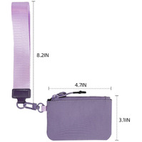 Dompet Mini 2 in 1 dengan Resleting di Sekitar Pergelangan Tangan, Tas Kantong Ganda, Gantungan Kunci Portabel, Kantong Koin, Tempat Kartu