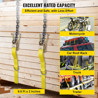 Attache à cliquet en corde 3 ''10T Sangle de machinerie lourde 10m 12m Résistant à l'abrasion PE Polyester Mélange Attache à cliquet rétractable