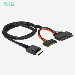 Câble Oculink SFF 8611 vers <span class=keywords><strong>U</strong></span>.2 SFF 8639 NVMe SSD PCIe 4.0 7000 MB/s avec alimentation SATA 15 broches pour serveur et station de travail - Product Image 1
