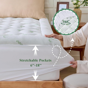 <span class=keywords><strong>Surmatelas</strong></span> en bambou épais avec poches profondes, rafraîchissant naturellement pour les personnes ayant chaud la nuit, pour soulager les douleurs dorsales - Product Image 3