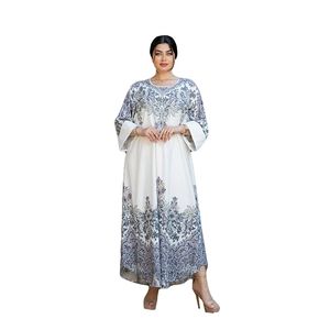 Bata elegante de manga larga con cuentas <span class=keywords><strong>para</strong></span> mujer, vestido de banquete de poliéster estampado en <span class=keywords><strong>Amazon</strong></span>, inspirado en Dubái, Turquía, Oriente Medio - Product Image 6