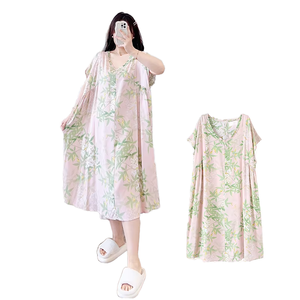 Camisón de pijama de 100kg ultrafino de talla grande de Venta caliente para mujer para primavera y verano - Product Image 3