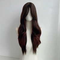 Perruque longue pour femme avec frange, en soie mate, faite à la machine, couvrante, naturelle, sans permanente ni teinture
