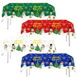 Nappe <span class=keywords><strong>de</strong></span> <span class=keywords><strong>Noël</strong></span> en PE, motif bonhomme <span class=keywords><strong>de</strong></span> neige, arbre <span class=keywords><strong>et</strong></span> cabane, <span class=keywords><strong>rouge</strong></span>, <span class=keywords><strong>blanc</strong></span>, bleu, <span class=keywords><strong>vert</strong></span> - Product Image 3