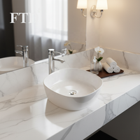 Lavabo en céramique à poser au-dessus du comptoir, design moderne et épuré, pour hôtel, avec forme de bassin unique, capacité de 9 L, pour salle de bain