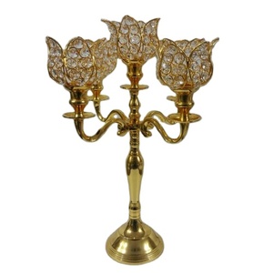 Dernière main or candélabre Unique élégant métal cristal pièce maîtresse pour fête maison mariage décoration de noël cadeau - Product Image 1