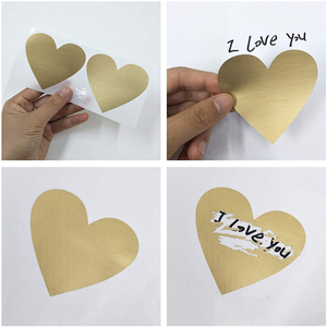 Pegatinas de tamaño personalizado al por mayor, paquete de color rojo, dorado y plateado, etiquetas de corazón, pegatina para rascar tarjetas - Product Image 6