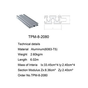 Profilo di estrusione di alluminio industriale con scanalatura a 2080 T all'ingrosso 6063 T5 anodizzato <span class=keywords><strong>20x80</strong></span> profilo in alluminio v Slot - Product Image 4