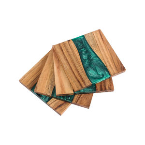 Nuevo Juego de 4 Posavasos de Resina Epoxi y Madera de Olivo para Bar, Cocina, Hogar, Apartamento - Product Image 1