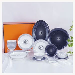 Service <span class=keywords><strong>de</strong></span> vaisselle en céramique <span class=keywords><strong>de</strong></span> luxe Mosaique Au 24 Platinum pour restaurant à thème, assiettes, tasses et soucoupes, vente en gros sur mesure - Product Image 2
