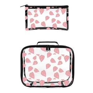 2025 Trending Custom Bento Bag Impermeable Hawaiian Pink Anthurium Print Reutilizar Transparente Clean Juego de dos piezas - Product Image 1