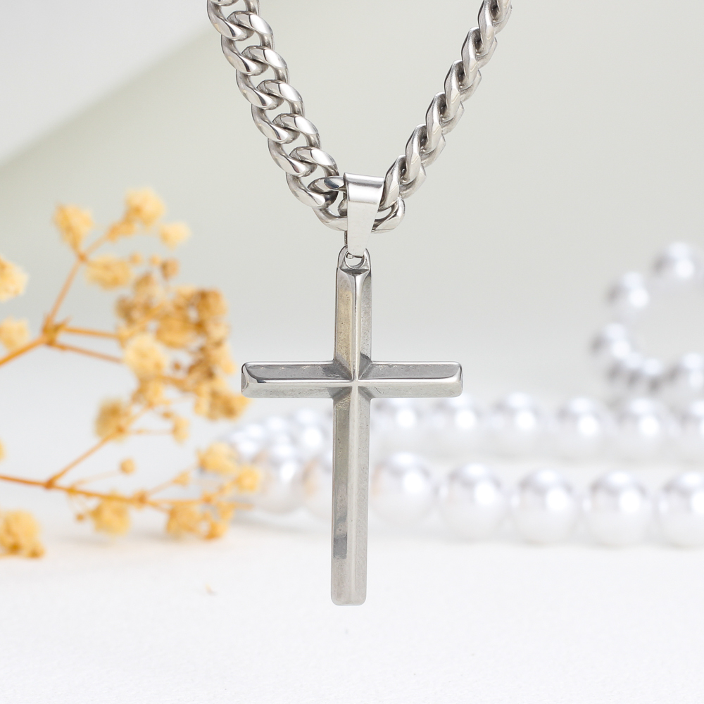 Collier chaîne cubaine Silver Cross 2