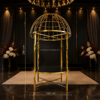 Table de dîner de mariage de luxe en acier inoxydable doré, grande table de banquet en forme de cage à oiseaux pour réception de mariage, décoration de fête d'hôtel