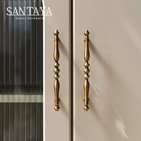 Poignées de meubles Santaya en laiton brossé antique, poignées de tiroir pour armoire de cuisine, boutons de tiroir pour chambre à coucher, poignée en bronze