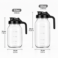 Pichets et bocaux en verre borosilicate transparent à large ouverture, hermétiques, avec couvercle et poignée en plastique, pour thé glacé, café, lait