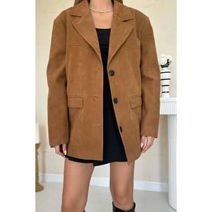 <b>Women's</b> <b>Camel</b> Suede <b>Blazer</b> Jacket Wholesale Product - Product Image 2