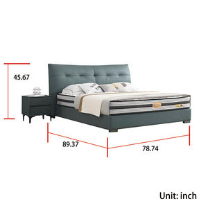 Cama Minimalista Duradera con Estructura Metálica <span class=keywords><strong>Tapizada</strong></span> en Cuero Genuino de Alta Calidad, Ahorra Espacio, con Detalles en Roble para Dormitorio o Apartamento - Product Image 6