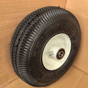 Pneu pneumatique 350-4 pour chariot à main avec trou de montage supérieur, bande de roulement robuste et ferme - Product Image 1