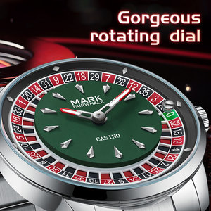 Mark Fairwhale Erkek Döner Rulet Kuvars Saat Casino Kadranı Işıklı İbreler 30M Suya Dayanıklı Paslanmaz Çelik Bilezik - Product Image 3