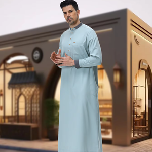 Thobe Long Kurta Pyjama <span class=keywords><strong>Homme</strong></span> <span class=keywords><strong>Arabe</strong></span> Islamique de Luxe de Haute Qualité Style Modeste avec Boutons Métalliques, <span class=keywords><strong>Vêtement</strong></span> Musulman en Coton, Qatar - Product Image 3