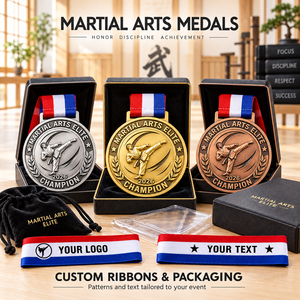 Medallas Personalizadas de Campeonato de Artes Marciales en Oro, Plata y Bronce con Diseños Esculpidos de Patadas y Cintas Personalizadas para el Cuello OEM - Product Image 2