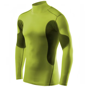 <b>Red</b> <b>Black</b> Slim Fit 220 Grams Solid Long Sleeve Compression T-<b>Shirt</b> Ribbed Neck Sports Base Layer for Running Training - Product Image 5