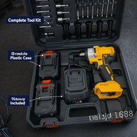 Kit de clé à chocs sans fil, clé à chocs électrique, jeu de douilles et de forets avec chargeur de batterie et étui pour la réparation automobile