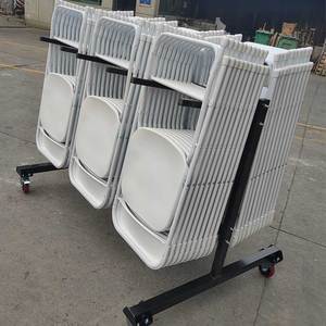Chaise pliante en plastique à prix abordable pour événements, réceptions et dîners – Chaise pliante en métal blanc pour fêtes - Product Image 1