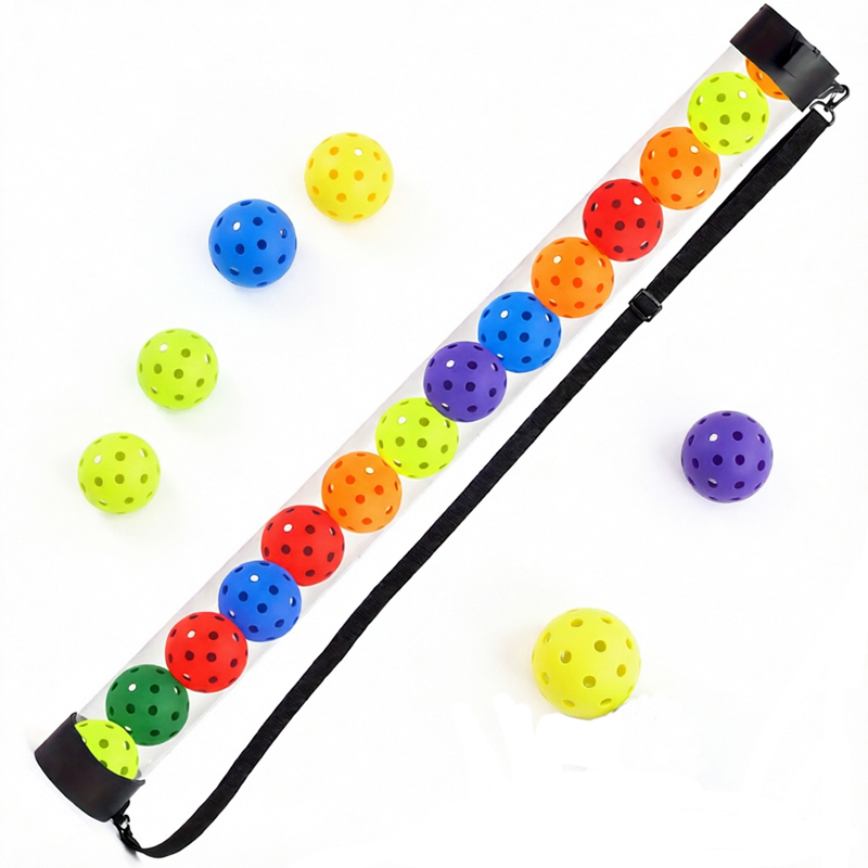 Durable Plastic Pickleball Ball Collector Tube-Lightweight 15-Ball Capacity Picker with Shoulder Strap for Children's Courts