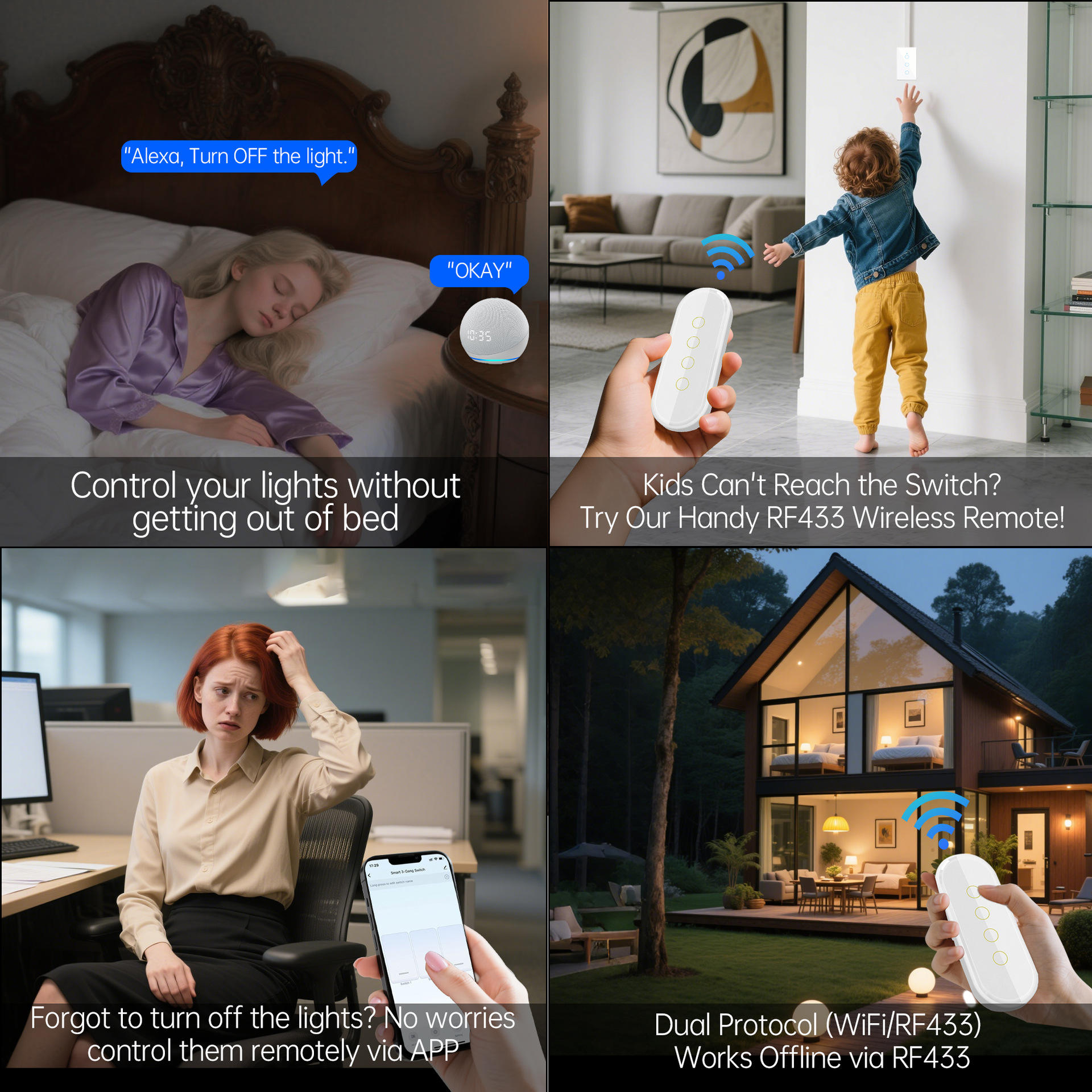 Tuya WiFi Smart Switch Home Smart Wireless Control Panel Alexa Voice Glass Touch Wall Switch