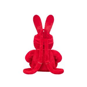 Red Baby Rabbit <b>Backpack</b> National Day Limited Edition Faux Fur Embroidered <b>Backpack</b> With Yellow Accents Festive Style - Product Image 2