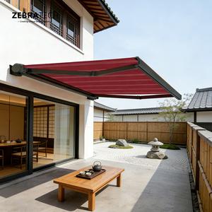 Auvent rétractable motorisé ZEBRATECH avec télécommande, structure en aluminium et <span class=keywords><strong>voile</strong></span> en PVC pour jardin et terrasse, certifié CE - Product Image 1