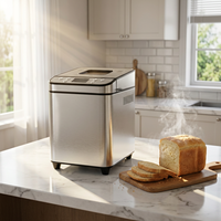 Mesin Pembuat Roti Elektrik SOHEF Layar Sentuh Pintar 700W Pemanas Ganda 25 Menu Bahan Stainless Steel 3 Ukuran Roti 1-3lb Rumah Tangga