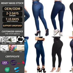 <span class=keywords><strong>Jeans</strong></span> <span class=keywords><strong>Colombianos</strong></span> de Cintura Alta para Mujer Levanta Cola Pantalones Tobilleros con Bolsillos <span class=keywords><strong>Jeans</strong></span> Ajustados Control de Abdomen - Product Image 1