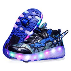 Flashing Roller Shoes With Led Lights For Kids And Students Dual Wheel Design Pink Blue Black Color Options - Product Image 4