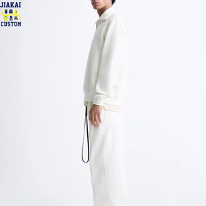 <span class=keywords><strong>Felpa</strong></span> Pesante Bianco Puro Personalizzata con Mezza Cerniera e Collo a Choker, 280gsm 100% Cotone, Vestibilità Ampia, Antivento, Stile Streetwear - Product Image 4