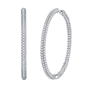 GRA Certified 10.98CTW Moissanite <b>Hoop</b> <b>Earrings</b> | 925 Sterling <b>Silver</b> Platinum Plated Full Pave Elegant fine Jewelry <b>for</b> <b>women</b> - Product Image 1