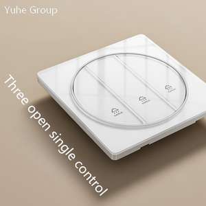 Dual Channel Glass Touch Panel Wall Lamp <b>Switch</b> Socket 86 Type with 5 Outlets Household <b>Power</b> <b>Switch</b> - Product Image 4