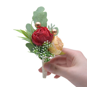 Rose korsase pria, Set korsase dan pria untuk dekorasi setelan Prom, aksesori bunga pernikahan - Product Image 2