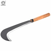 Faucille à main robuste en acier renforcé à 3 rivets, faucille à herbe courbée avec poignée en bois pour les distributeurs de matériel agricole