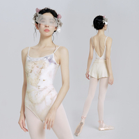 Camisole adulte justaucorps de Ballet femmes blanc imprimé gymnastique Yoga combinaison maille épissure Sexy body