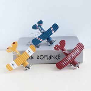 Ornements d'avion suspendus en fer vintage, mini-modèles rétro en métal de planeur biplan, accessoires photo, décorations artisanales pour la maison et le bureau - Product Image 3