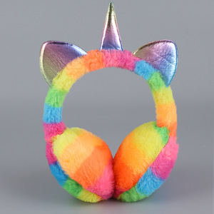 <span class=keywords><strong>Cache</strong></span>-oreilles <span class=keywords><strong>licorne</strong></span> pliables, colorés et scintillants, chauds et moelleux pour l'hiver, vente en gros, protège-oreilles pliables pour rangement - Product Image 3