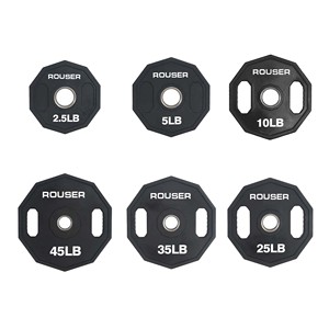 Rouser Fitness Custom Black Bumper Gym Polyurethane 1.25KG-20KG <strong>Weight</strong> Plates PU Urethane Hand Grip Steel Material KG/LB Display - Product Image 6